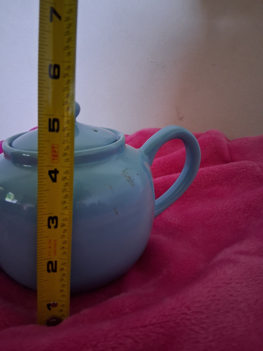 Glossy Light Blue Ceramic Teapot - Picture 4 of 7